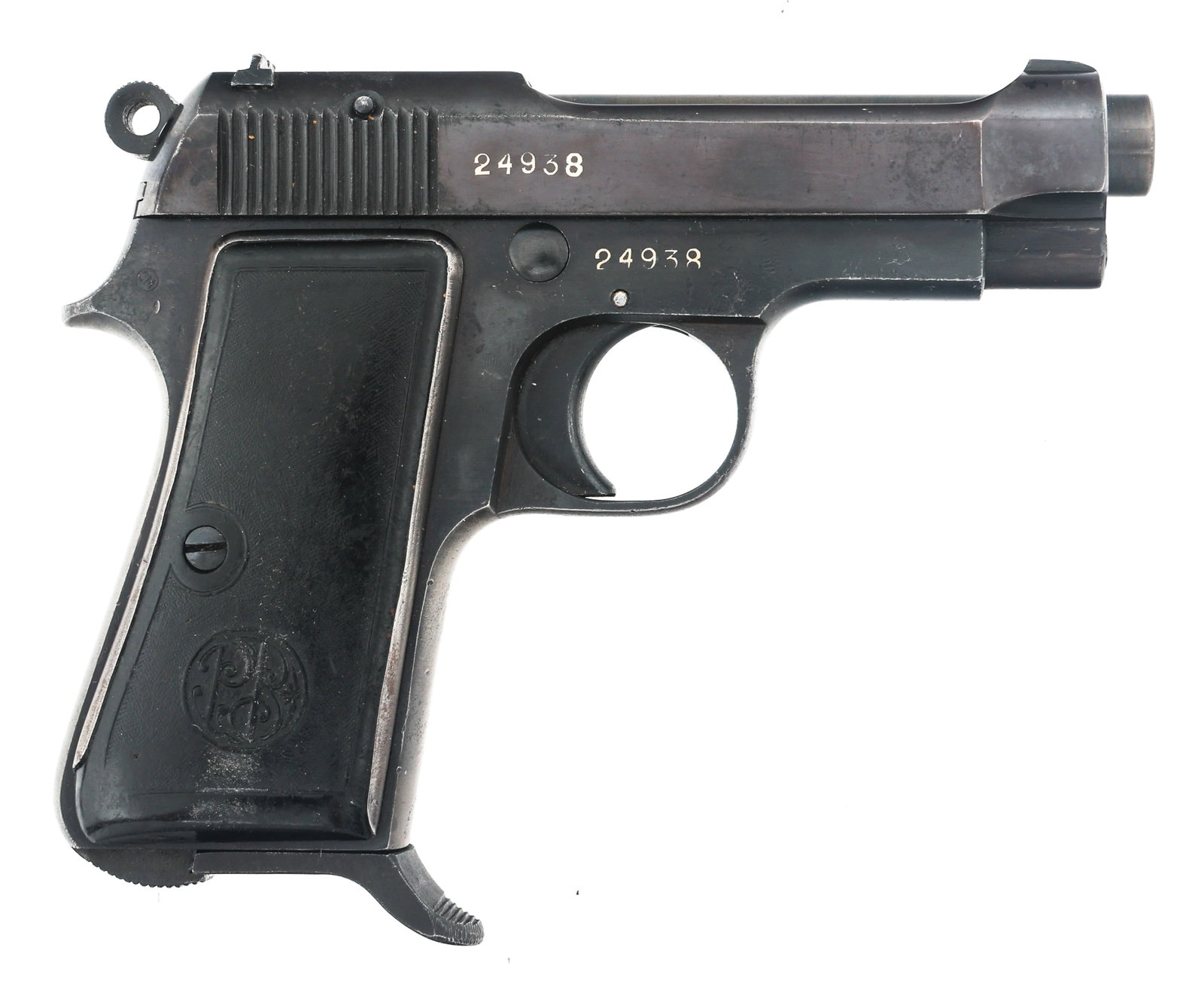 1941 BERETTA MODEL 1934 .380 ACP CALIBER PISTOL: 1941 BERETTA MODEL 1934 .380 ACP CALIBER PISTOL 1941 Beretta Model 1934 .380 ACP caliber semi automatic pistol. No import stamp. Serial numbers match on frame and slide. Left side of slide stamped "P.