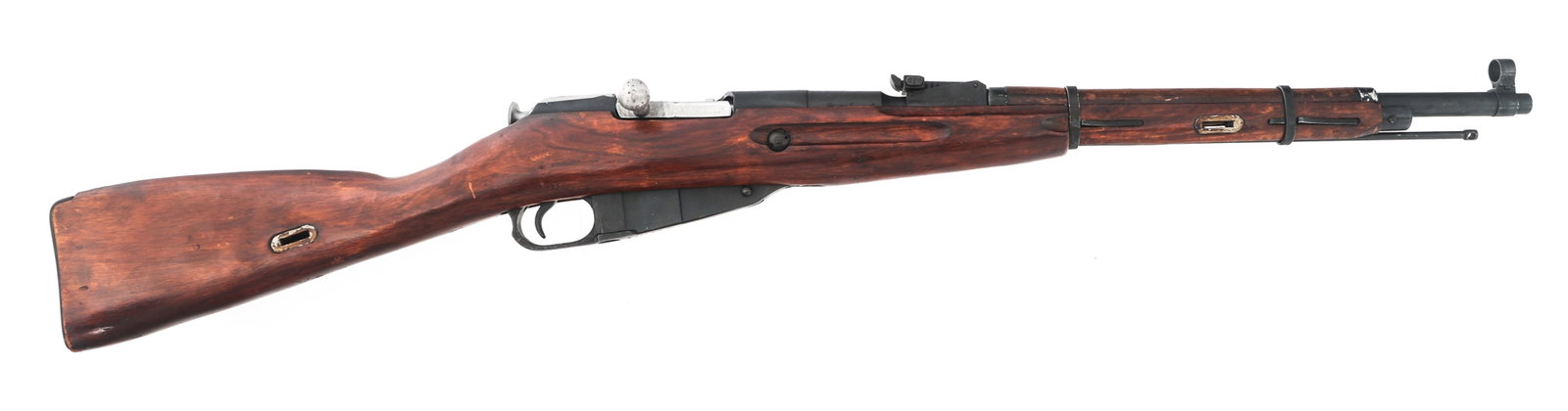 1941 IZHEVSK MODEL 1938 MOSIN NAGANT CARBINE: 1941 IZHEVSK MODEL 1938 MOSIN NAGANT CARBINE 1941 Soviet Russian Izhevsk Mosin-Nagant model 1938 7.62x54mmR caliber bolt action carbine. IO inc import mark. Hooded front sight. Adjustable rear sight. 
