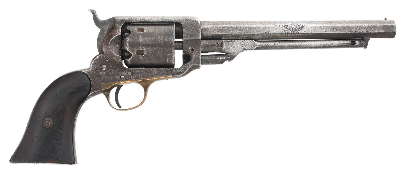 WHITNEY MODEL NAVY .36 CALIBER PERCUSSION REVOLVER: WHITNEY MODEL NAVY .36 CALIBER PERCUSSION REVOLVER Whitney Model Navy .36 caliber percussion revolver. Blued finish. Post front sight. V notch rear sight. "E. Whitney N. Haven" stamped on top of barre