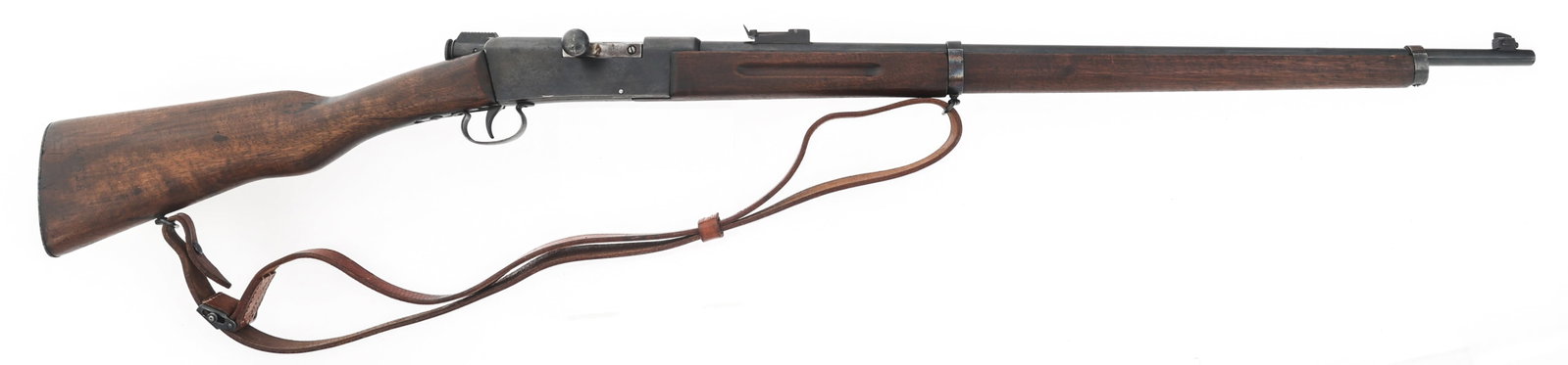 FRENCH .22 S CALIBER BOLT ACTION TRAINING RIFLE: FRENCH .22 S CALIBER BOLT ACTION TRAINING RIFLE French .22 S caliber bolt action, single shot Lebel style training rifle. Serial numbers match on receiver, bolt, and barrel bands. Adjustable 200 meter