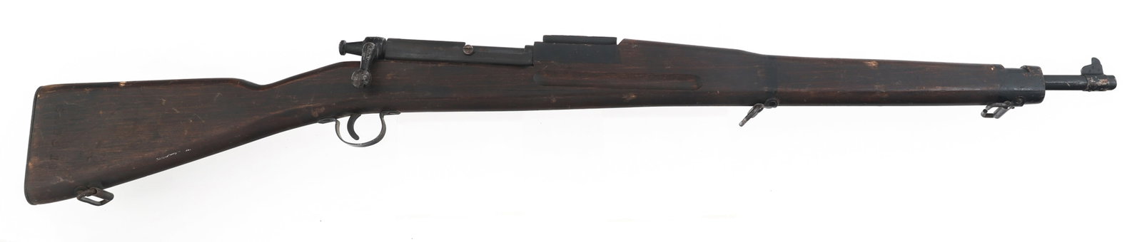 WWII US PARRIS-DUNN VICTORY TRAINER DUMMY RIFLE: WWII US PARRIS-DUNN VICTORY TRAINER DUMMY RIFLE Parris-Dunn Corp Model 1903 Mark I USN non firing dummy training rifle. Butt plate stamped "Victory Trainer - 1942 PD CO". Right side of butt stock stam