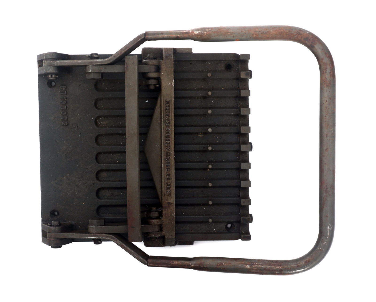 50 CALIBER MACHINE GUN BELT LOADER: 50 CALIBER MACHINE GUN BELT LOADER 50 Cal. Machine Gun Belt Loader. Tool designed for easy and fast loading of US WWII 50 Caliber ammunition into belt links.