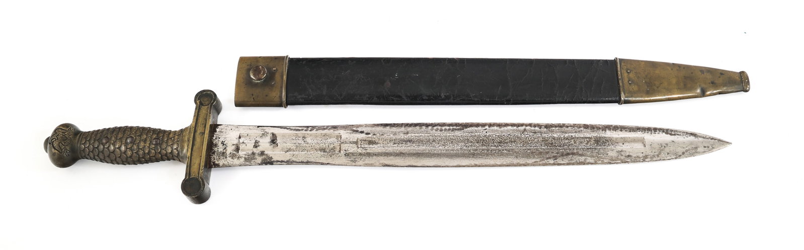 US M1832 FOOT ARTILLERY SWORD By N.P. AMES: US M1832 FOOT ARTILLERY SWORD By N.P. AMES US Model 1932 Foot Artillery Sword By N.P. Ames. Double edged, bright, triple fullered blade. Maker mark of N.P. Ames Springfield stamped on one side of the 