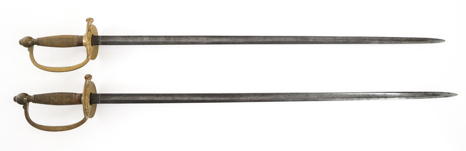 CIVIL WAR US ARMY M1840 NCO SWORD LOT OF 2: CIVIL WAR US ARMY M1840 NCO SWORD LOT OF 2 Lot of 2 Civil War US Army M1840 NCO Swords. (1) M1840. Single edged, straight, bright blade with fuller. Maker marked by C. Roby on one side of the ricasso 