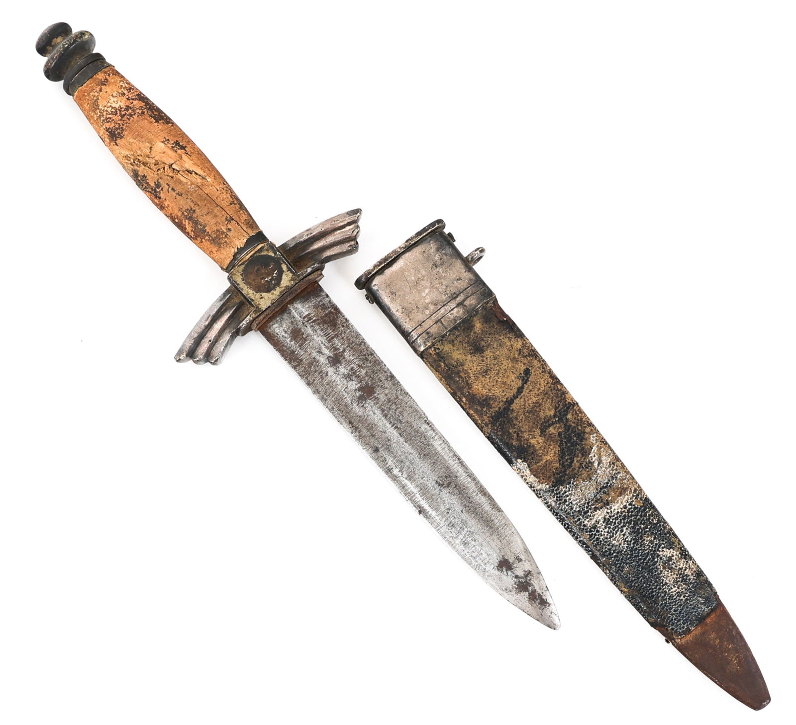 WWII GERMAN DLV DRESS DAGGER By CARL EICKHORN: WWII GERMAN DLV DRESS DAGGER By CARL EICKHORN WWII German Air Sports Association "Deutscher Luftsportverband" Dress Dagger. Double edged blade with maker mark by Carl Eickhorn near crossguard. Leather