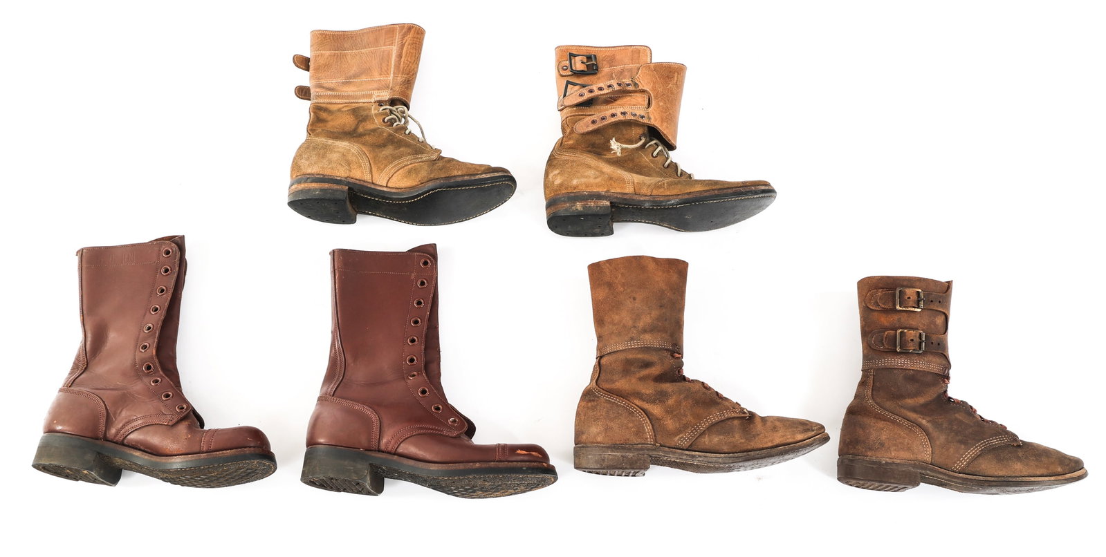 WWII - COLD WAR US WAC LEATHER BOOTS: WWII - COLD WAR US WAC LEATHER BOOTS Lot of 3 WWII - Cold War US WAC Leather Boot Pairs. Includes two pairs of Women's Combat Service Boots and one pair of leather dress / service boots.