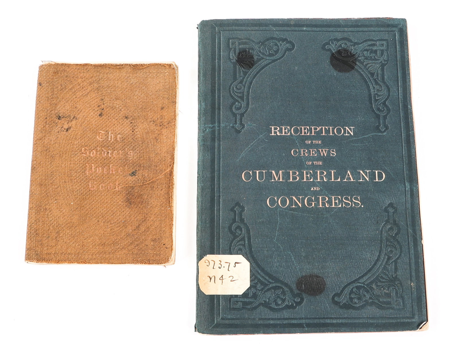 CIVIL WAR ERA SOLDIER BOOKLETS: CIVIL WAR ERA SOLDIER BOOKLETS Civil War Era Soldier Booklets. Includes "The Soldier's Pocket Book" and "Reception of the Crews of the Cumberland and Congress". Both booklets dated 1962. Size: 4 1/2" 