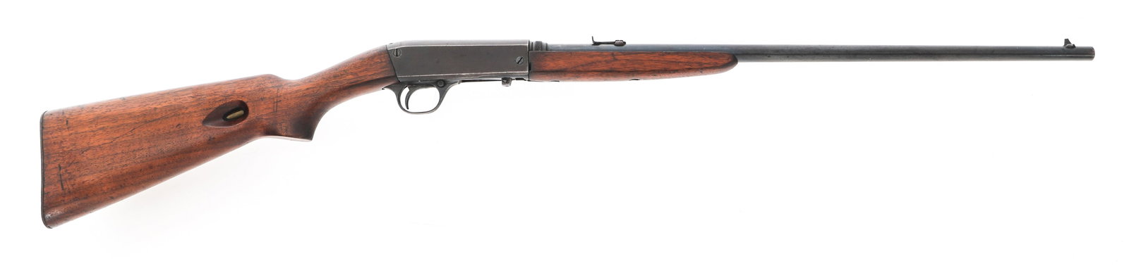 REMINGTON MODEL 24 .22 LR CALIBER RIFLE: REMINGTON MODEL 24 .22 LR CALIBER RIFLE Remington Model 24 .22 LR caliber semi automatic takedown rifle. Blued finish. Wood stocks. Adjustable rear sight. | Caliber / Gauge: 22 LR | Barrel Length: 19.