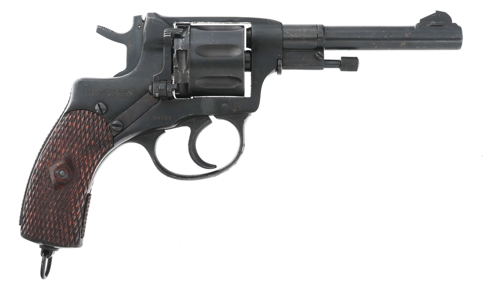 1916 RUSSIAN TULA MODEL 1895 NAGANT DA REVOLVER: 1916 RUSSIAN TULA MODEL 1895 NAGANT DA REVOLVER 1916 Imperial Russian Tula Model 1895 7.62mm caliber double action Nagant revolver. Left side of frame stamped with Imperial Peter the Great ordnance ma