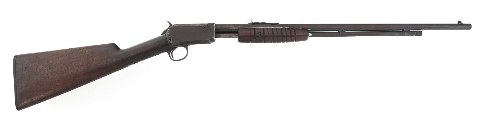 WINCHESTER MODEL 62 .22 CAL PUMP ACTION RIFLE: WINCHESTER MODEL 62 .22 CAL PUMP ACTION RIFLE 1937 Winchester Model 62 .22 S-L-LR caliber pump action rifle. Blued finish. Wood stocks. Adjustable rear sight. Caliber / Gauge: 22 S-L-LR | Barrel Lengt