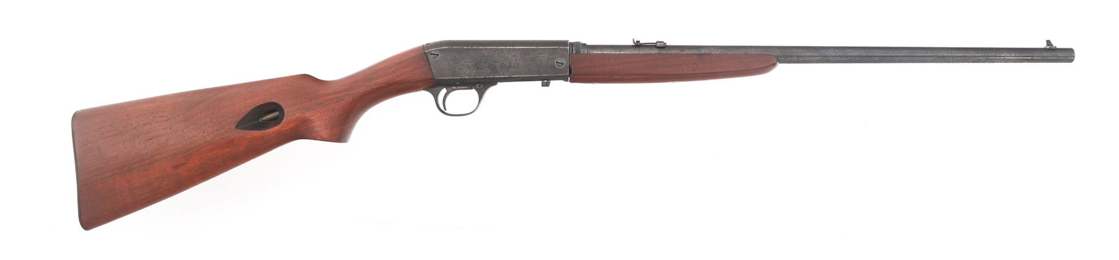 REMINGTON MODEL 24 .22 LR CALIBER SEMI AUTO RIFLE: REMINGTON MODEL 24 .22 LR CALIBER SEMI AUTO RIFLE Remington Model 24 .22 LR caliber semi automatic rifle. Blued finish. BY date code. Blade front sight. Adjustable rear sight. Caliber / Gauge: 22 LR |