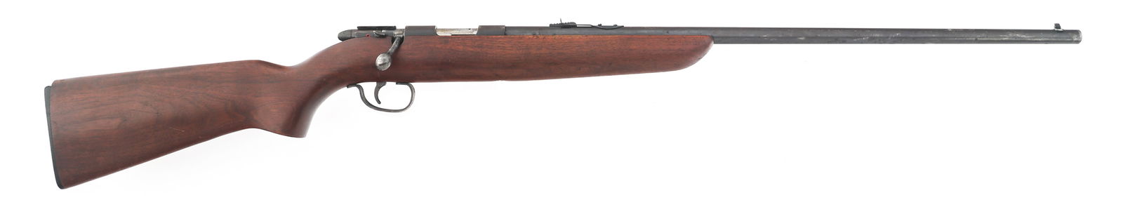 REMINGTON MODEL 510 TARGETMASTER .22 CALIBER RIFLE: REMINGTON MODEL 510 TARGETMASTER .22 CALIBER RIFLE 1947 Remington Model 510 Targetmaster .22 S-L-LR caliber bolt action rifle. Blued finish. SS date code. Blade front sight. Adjustable rear sight. Woo