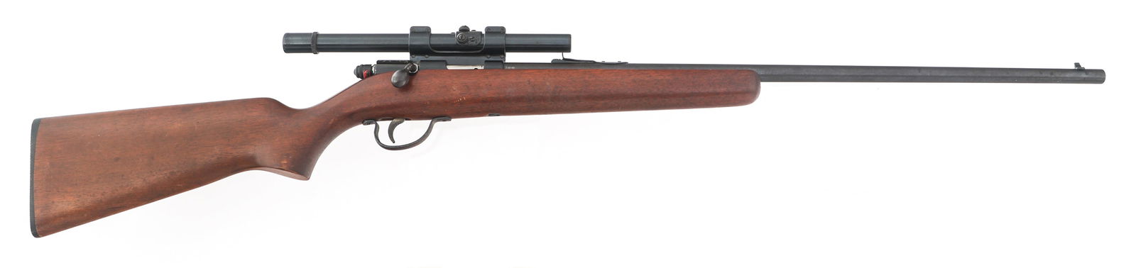 REMINGTON MODEL 514 .22 CALIBER BOLT ACTION RIFLE: REMINGTON MODEL 514 .22 CALIBER BOLT ACTION RIFLE 1948 Remington Model 514 .22 S-L-LR caliber single shot bolt action rifle. Blued finish. TT date code. Blade front sight. Adjustable rear sight. Wood