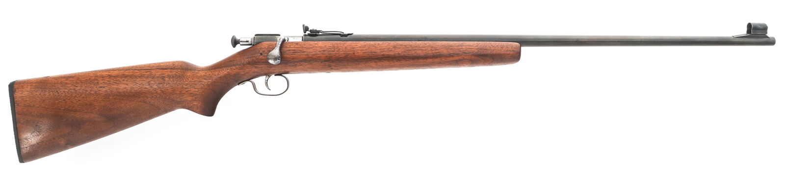 WINCHESTER MODEL 68 .22 CALIBER BOLT ACTION RIFLE: WINCHESTER MODEL 68 .22 CALIBER BOLT ACTION RIFLE Winchester Model 68 .22 S-L-LR caliber single shot bolt action rifle. Blued finish. Wood stock. Adjustable rear peep sight. Hooded front sight. Calibe