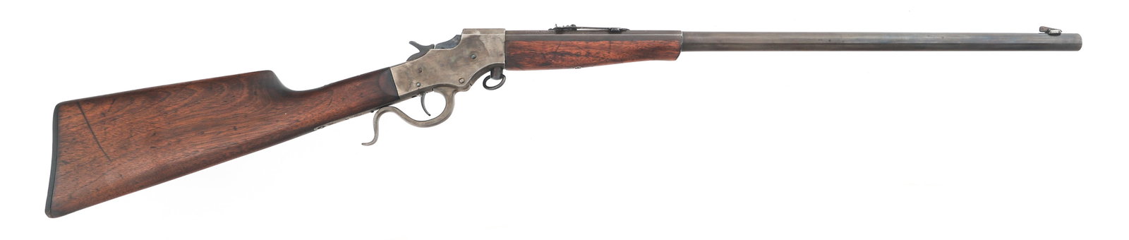 STEVENS FAVORITE MODEL 1894 .22 LR CALIBER RIFLE: STEVENS FAVORITE MODEL 1894 .22 LR CALIBER RIFLE Stevens Favorite Model 1894 .22 LR caliber falling block takedown rifle. Barrel stamped "J. Stevens A&T Co. Chicopee Falls Mass. U.S.A." Wood stocks. A