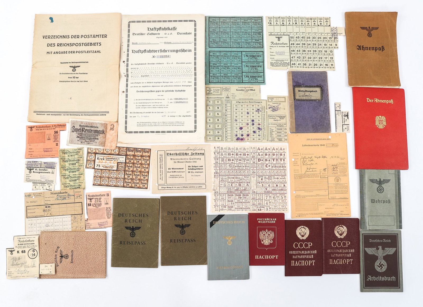 WWII - CURRENT GERMAN / SOVIET & RUSSIAN PASSPORTS: WWII - CURRENT GERMAN / SOVIET & RUSSIAN PASSPORTS WWII - Current German, Soviet & Russian Passports. Includes German Reisepass, Fremdenpass, Cold War Soviet passports, Russian Federation passport, Ge