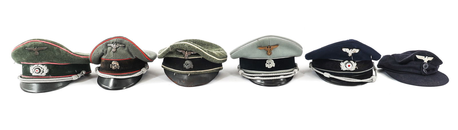 CONTEMPORARY REENACTOR WWII GERMAN VISOR CAPS: CONTEMPORARY REENACTOR WWII GERMAN VISOR CAPS Contemporary Production Reenactor WWII German Visor Caps.