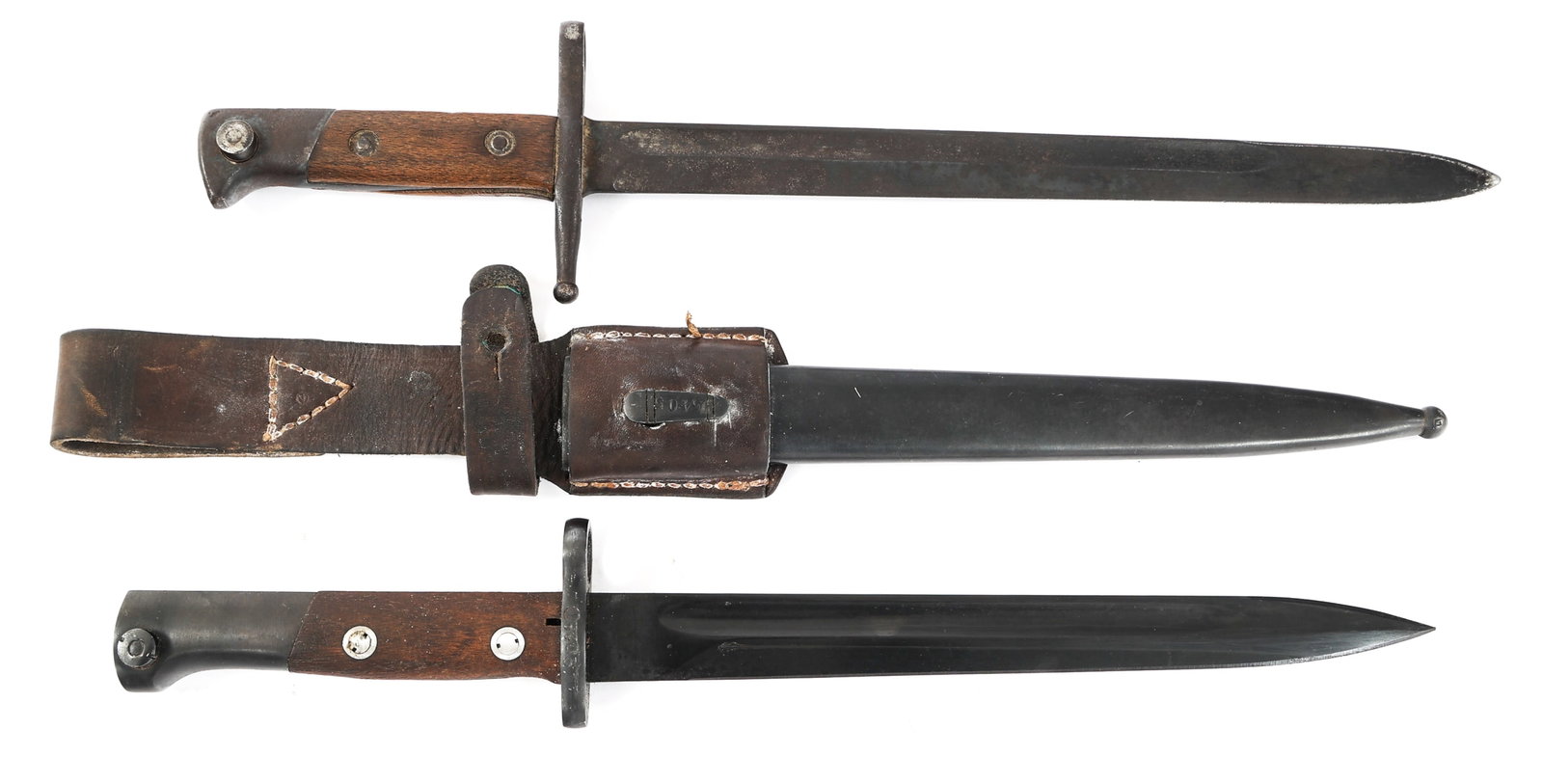 19th C. - COLD WAR EUROPEAN BAYONETS: 19th C. - COLD WAR EUROPEAN BAYONETS 19th C. - Cold War European Bayonets. (1) Italian M1891 Bayonet. Single edged, blued blade with fuller. Maker mark stamped on the ricasso, illegibly. Serial number