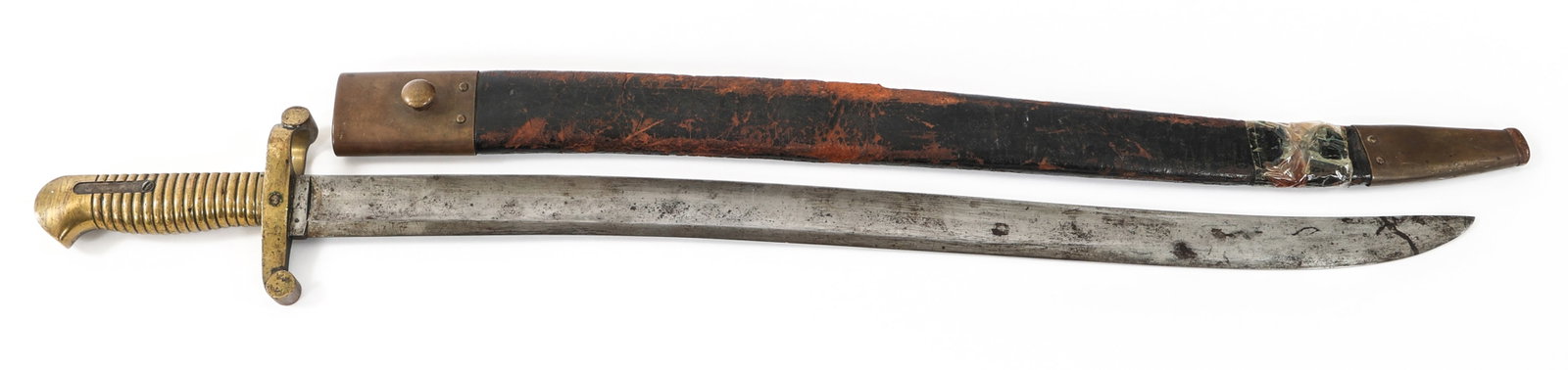 CIVIL WAR NEW JERSEY NATIONAL GUARD M1841 BAYONET: CIVIL WAR NEW JERSEY NATIONAL GUARD M1841 BAYONET Civil War New Jersey National Guard M1841 bayonet. Single edged, bright, yataghan blade with fuller. Inspection stamps on one side of the ricasso. Bra
