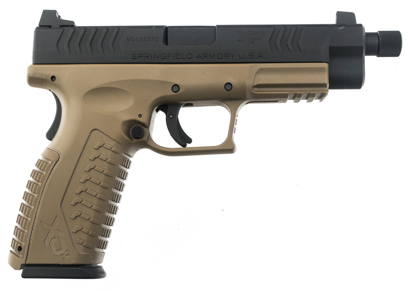 SPRINGFIELD MODEL XD-9 9x19mm CALIBER PISTOL: SPRINGFIELD MODEL XD-9 9x19mm CALIBER PISTOL Springfield Model XD-9 9x19mm caliber semi-automatic pistol. Fixed sights. One magazine. Caliber / Gauge: 9x19mm | Barrel Length: 5.25" | Serial Number: MG
