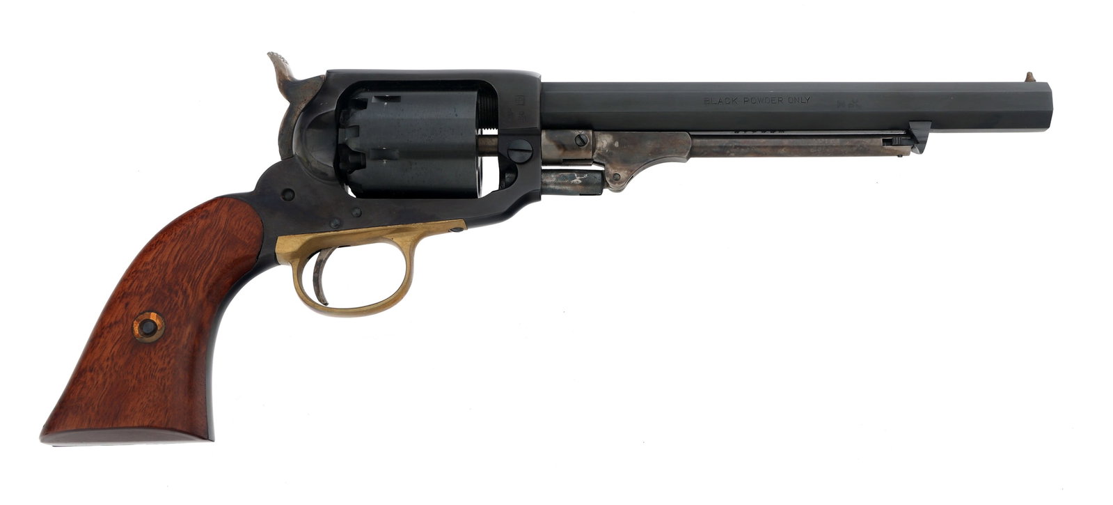 PALMETTO 1861 E. WHITNEY .36 PERCUSSION REVOLVER: PALMETTO 1861 E. WHITNEY .36 PERCUSSION REVOLVER Italian Palmetto Model 1861 E. Whitney .36 caliber single action percussion revolver. Italian proofs. Blued finish. Six-shot smooth cylinder. Wood grip