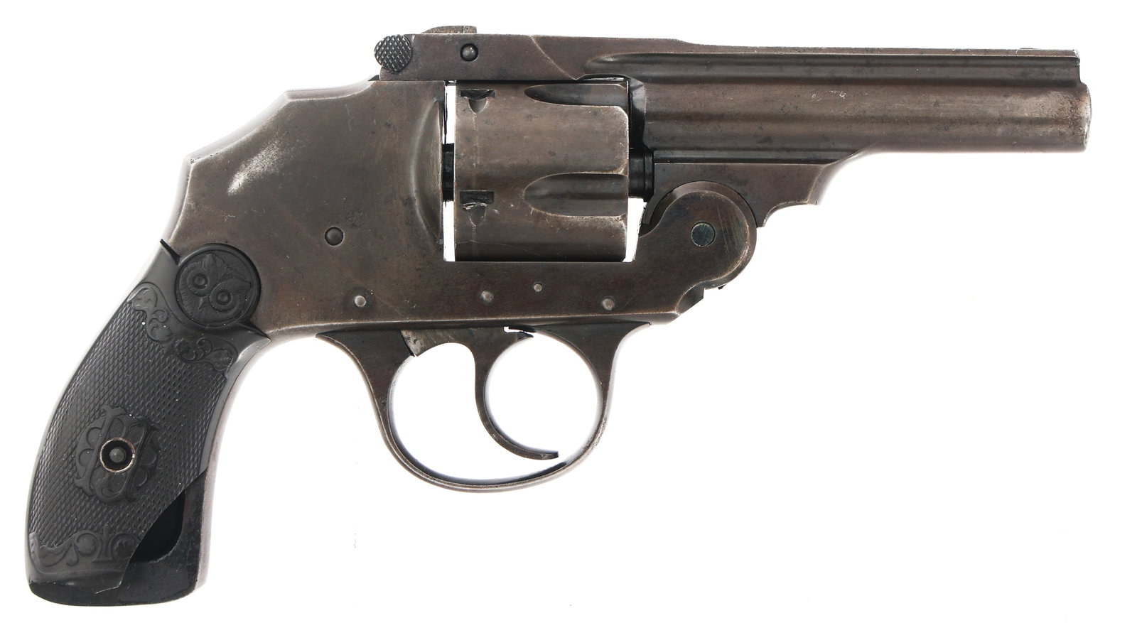 IVER JOHNSON .38 CAL HAMMERLESS SAFETY REVOLVER: IVER JOHNSON .38 CAL HAMMERLESS SAFETY REVOLVER Iver Johnson Safety Hammerless 3rd Model .38 caliber double action top break revolver. Barrel rib stamped "Iver Johnson's Arms & Cycle works Fitchburg M