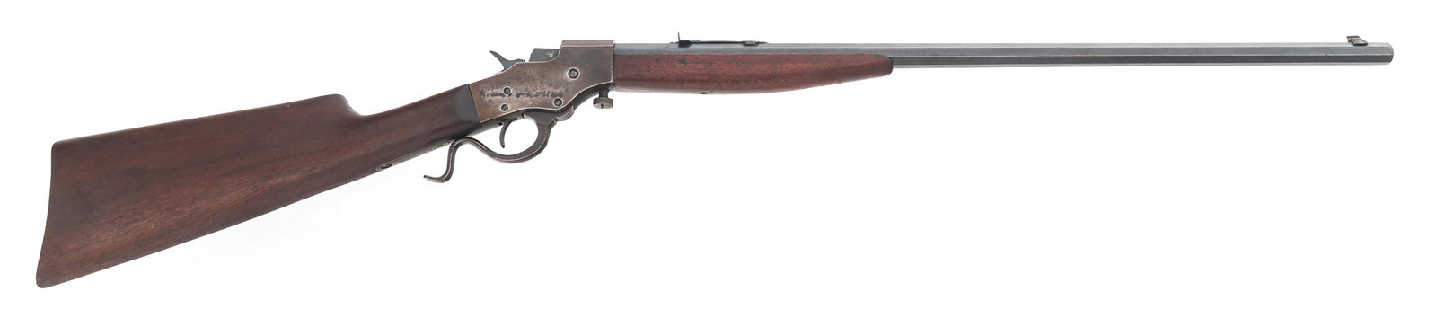 STEVENS FAVORITE M1915 .32 LONG CALIBER RIFLE: STEVENS FAVORITE M1915 .32 LONG CALIBER RIFLE Stevens Favorite Model 1915 .32 Long caliber falling block takedown rifle. Barrel stamped "J. Stevens Arms. Company Chicopee Falls Mass. U.S.A." Blued fin