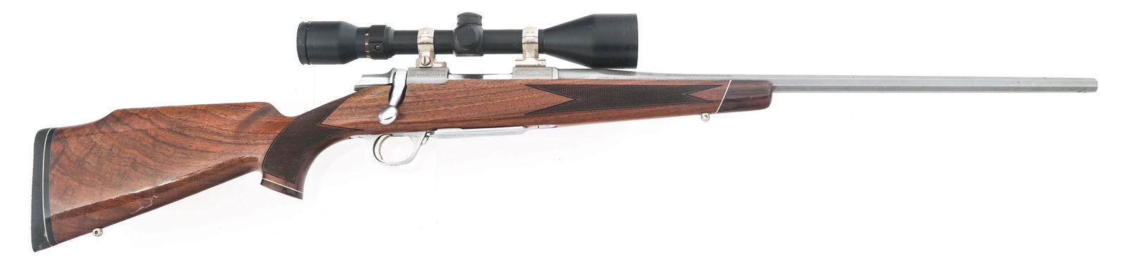 BROWNING WHITE GOLD MEDALLION .270 WSM CAL RIFLE: BROWNING WHITE GOLD MEDALLION .270 WSM CAL RIFLE 2003 Browning Model White Gold Medallion .270 WSM caliber bolt action rifle. Stainless steel octagonal barrel. Checkered wood stock. Swivel studs. BSA