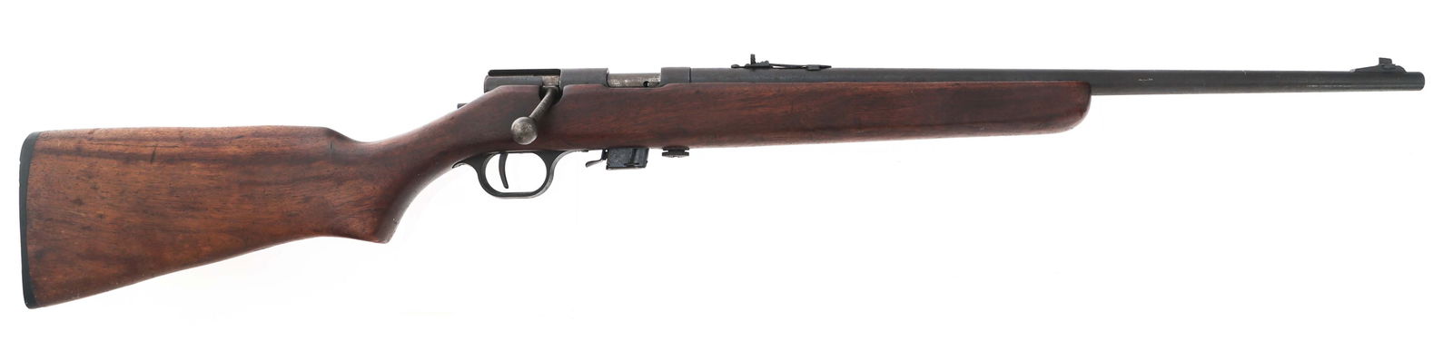 H&R MODEL 265 TARGETEER BOLT ACTION .22LR RIFLE: H&R MODEL 265 TARGETEER BOLT ACTION .22LR RIFLE Harrington & Richardson Model 265 Targeteer bolt action .22LR caliber rifle. Blued finish. Wood stock. Adjustable rear sight. One magazine. Caliber / Ga