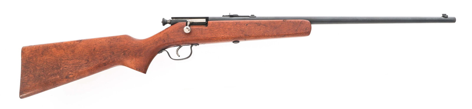 SAVAGE SPRINGFIELD MODEL 15 .22 CALIBER RIFLE: SAVAGE SPRINGFIELD MODEL 15 .22 CALIBER RIFLE Savage Springfield Model 15 .22 S-L-LR caliber single shot bolt action rifle. Blued finish. Wood stock. Adjustable rear sight. Caliber / Gauge: 22 S-L-LR 