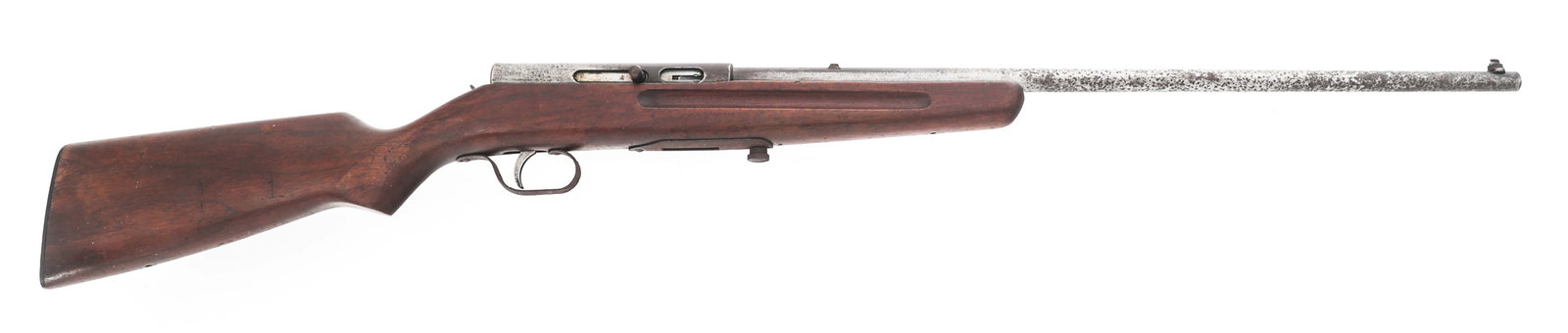 MARLIN MODEL A1 .22 LR CALIBER SEMI AUTO RIFLE: MARLIN MODEL A1 .22 LR CALIBER SEMI AUTO RIFLE Marlin Model A1 .22 LR caliber semi automatic rifle. Wood stock. Missing rear sight and sling swivels. No magazine. Caliber / Gauge: 22 LR | Barrel Lengt