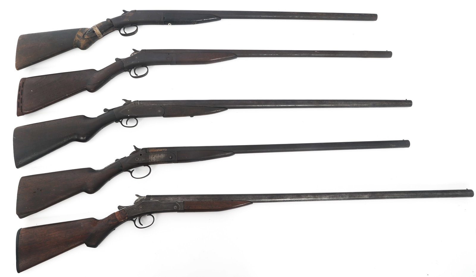 SINGLE SHOT SHOTGUNS FOR PARTS OR REPAIR: SINGLE SHOT SHOTGUNS FOR PARTS OR REPAIR Shotguns for parts or repair. A) Volunteer Arms 16 gauge single shot shotgun. Serial number 445874. B) Lion Arms 12 gauge single shot shotgun. Serial number 17