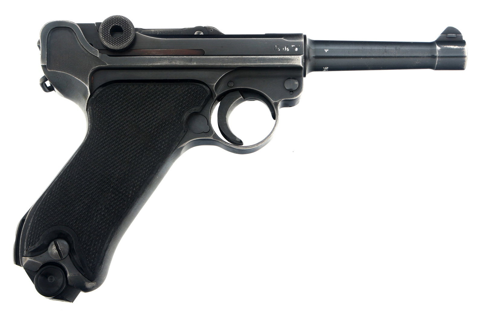 1942 GERMAN byf 42 MAUSER P08 9mm LUGER PISTOL: 1942 GERMAN byf 42 MAUSER P08 9mm LUGER PISTOL 1942 German byf 42 code Mauser model P08 9x19mm caliber semi automatic Luger pistol. Matching serial numbers on frame, receiver, barrel, locking bolt, tr