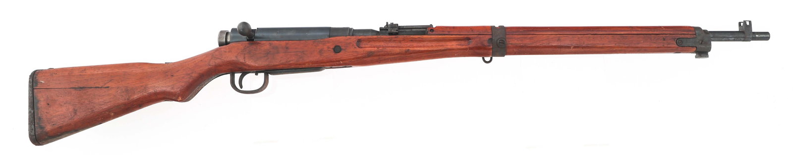 WWII JAPANESE NAGOYA TYPE 99 7.7mm ARISAKA RIFLE: WWII JAPANESE NAGOYA TYPE 99 7.7mm ARISAKA RIFLE WWII Japanese Nagoya Type 99 7.7x58mm caliber bolt action Arisaka rifle. No visible import marks. Protected blade front sight. Adjustable anti-aircraft