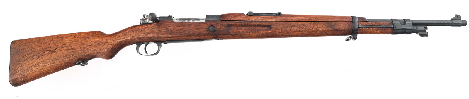 SPANISH LA CORUNA MODEL 43 7.92x57mm CAL RIFLE: SPANISH LA CORUNA MODEL 43 7.92x57mm CAL RIFLE Spanish La Coruna Model 43 7.92x57mm bolt action rifle. No import stamp. Serial number matches on receiver, bolt handle, trigger guard, and floor plate.