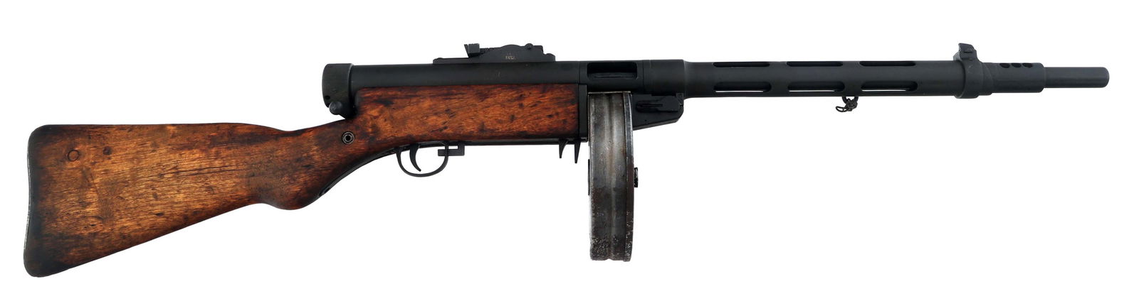 TIKKA SUOMI M-31 SA 9mm SEMI AUTOMATIC CARBINE: TIKKA SUOMI M-31 SA 9mm SEMI AUTOMATIC CARBINE Tikka Suomi model M-31 SA 9mm caliber semi automatic carbine. TNW Inc. import mark. Parkerized finish. Blade front sight. Adjustable rear sight. SUOMI Ti