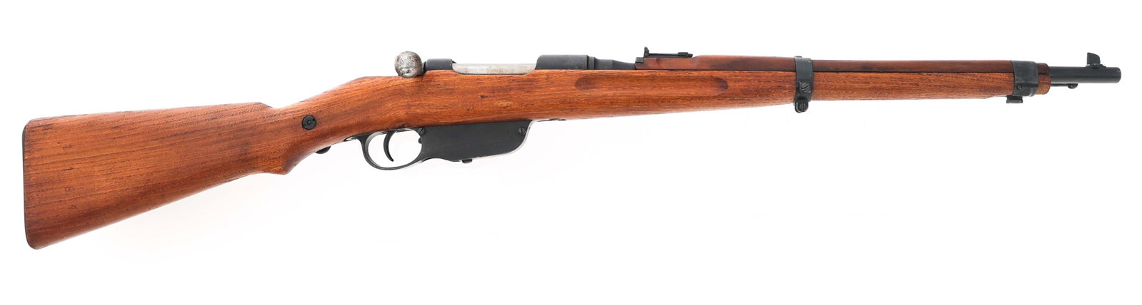 HUNGARIAN FEG MODEL 1895 8mm MANNLICHER CARBINE: HUNGARIAN FEG MODEL 1895 8mm MANNLICHER CARBINE Hungarian FEG Model 1895 8x50mm caliber bolt action Mannlicher carbine. CAI import mark. Blade front sight. Adjustable rear sight. Barrel shank stamped 