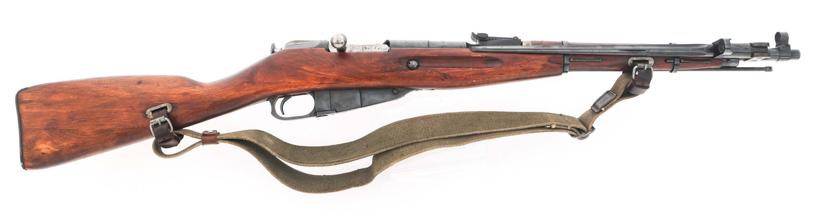 1946 RUSSIAN IZHEVSK M44 MOSIN NAGANT CARBINE: 1946 RUSSIAN IZHEVSK M44 MOSIN NAGANT CARBINE 1946 Russian Izhevsk M44 Mosin-Nagant 7.62x54mmR carbine. C.A.I. import mark. Serial numbers match on receiver, bolt, barrel, magazine floor plate and but