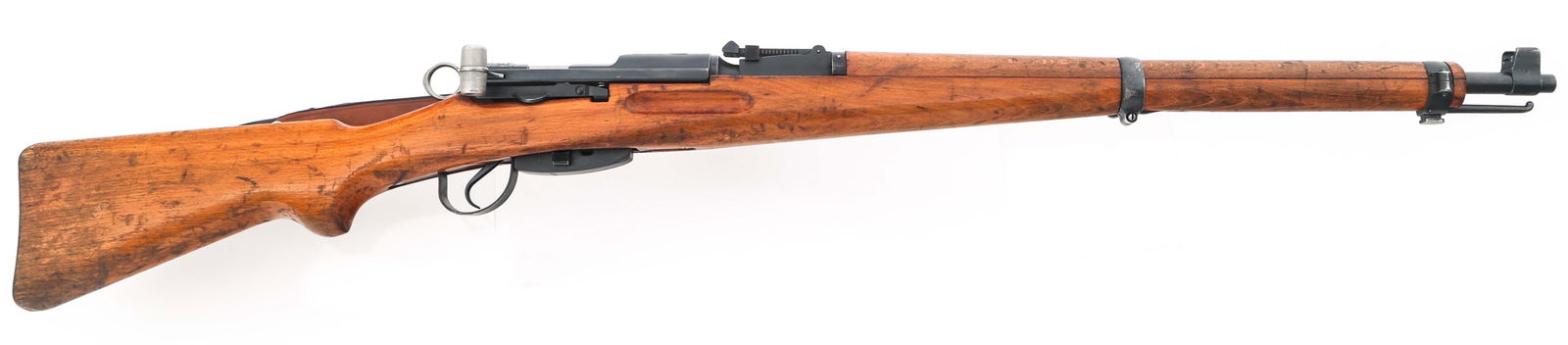SWISS BERN MODEL K31 6.5x55mm CALIBER CARBINE: SWISS BERN MODEL K31 6.5x55mm CALIBER CARBINE Swiss Bern Model K31 6.5x55mm caliber bolt action carbine. CAI import mark. Protected blade front sight. Adjustable rear sight. Top of receiver stamped Sw