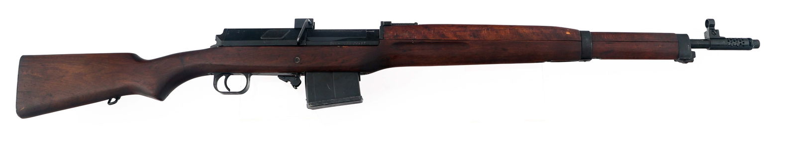 EGYPTIAN HAKIM 7.92x57mm CALIBER SEMI AUTO RIFLE: EGYPTIAN HAKIM 7.92x57mm CALIBER SEMI AUTO RIFLE Egyptian Hakim 7.92x57mm caliber semi-automatic rifle. CAI import mark. Hooded front sight. Adjustable rear sight. Wood stock. Steel butt plate. Sling