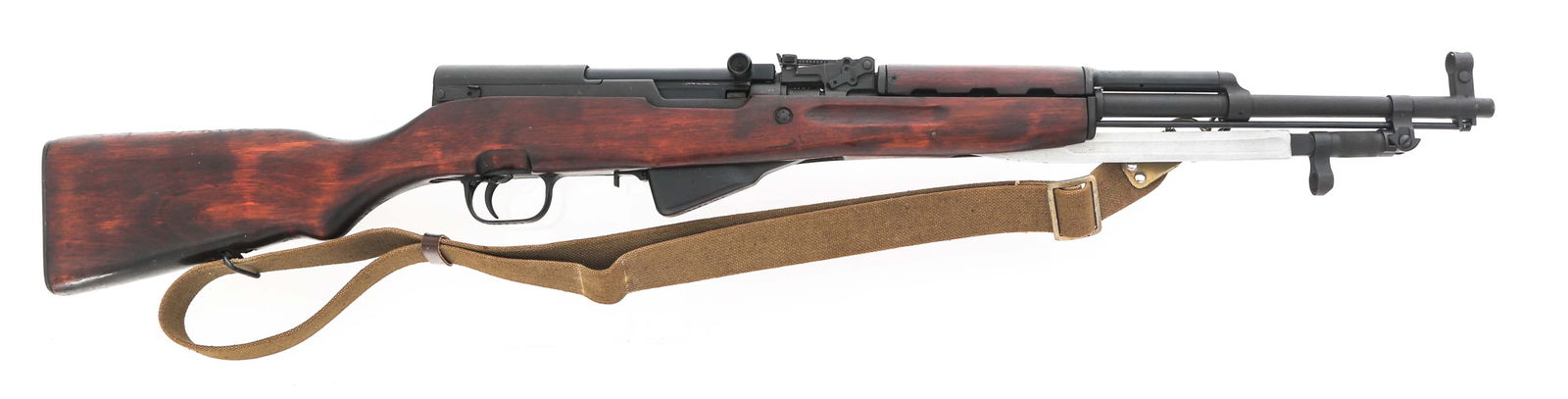 TULA ARSENAL MODEL SKS-45 7.62x39mm CALIBER RIFLE: TULA ARSENAL MODEL SKS-45 7.62x39mm CALIBER RIFLE Tula Arsenal Model SKS-45 7.62x39mm caliber semi automatic rifle. KBI import mark. Matte black finish. Serial numbers match on receiver, bolt, top cov