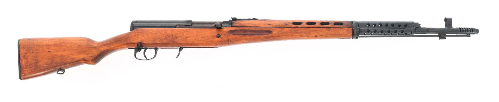 1941 IZHEVSK MODEL SVT-40 7.62x54R CALIBER RIFLE: 1941 IZHEVSK MODEL SVT-40 7.62x54R CALIBER RIFLE 1941 WWII Russian Izhevsk Model SVT-40 7.62x54mmR caliber semi automatic rifle. No import stamp. Blued finish. Serial numbers match on receiver, stock