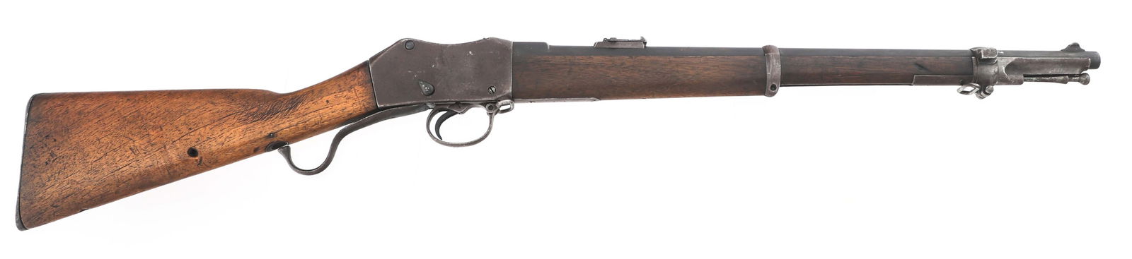 1880 ENFIELD .450 CAL MARTINI HENRY CARBINE: 1880 ENFIELD .450 CAL MARTINI HENRY CARBINE 1880 British RSA Enfield .450 caliber Martini Henry carbine. Side plate marked V.R. Enfield 1880 I.C.1. Top of receiver marked S.X. Top of barrel marked BPH
