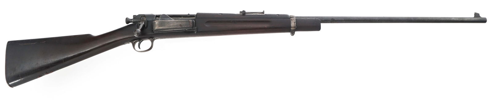 US SPRINGFIELD MODEL 1896 .30-40 KRAG RIFLE: US SPRINGFIELD MODEL 1896 .30-40 KRAG RIFLE US Springfield Model 1896 .30-40 Krag bolt action rifle. Blade front sight. Adjustable rear sight. Left side of receiver stamped Model 1896 - US / Springfie