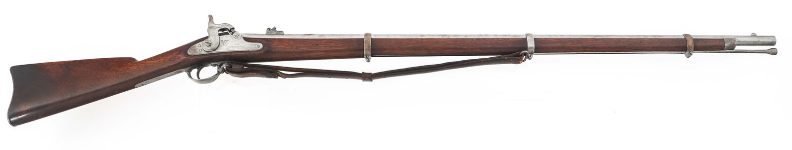 1863 SPRINGFIELD MODEL 1863 .58 CAL RIFLED MUSKET: 1863 SPRINGFIELD MODEL 1863 .58 CAL RIFLED MUSKET 1863 US Springfield Model 1863 Type I .58 caliber percussion rifled musket. Side plate stamped 1863 and US Springfield with eagle and shield. Top of b