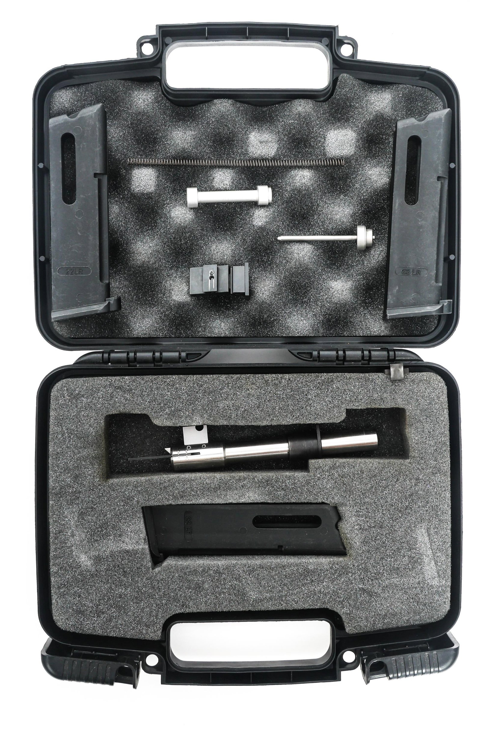 KIMBER RIMFIRE TARGET CONVERSION KIT: KIMBER RIMFIRE TARGET CONVERSION KIT Kimber Rimfire Target conversion kit for 1911 pistols. 3 magazines. Missing slide. Original box. Size / Gauge: 22 LR