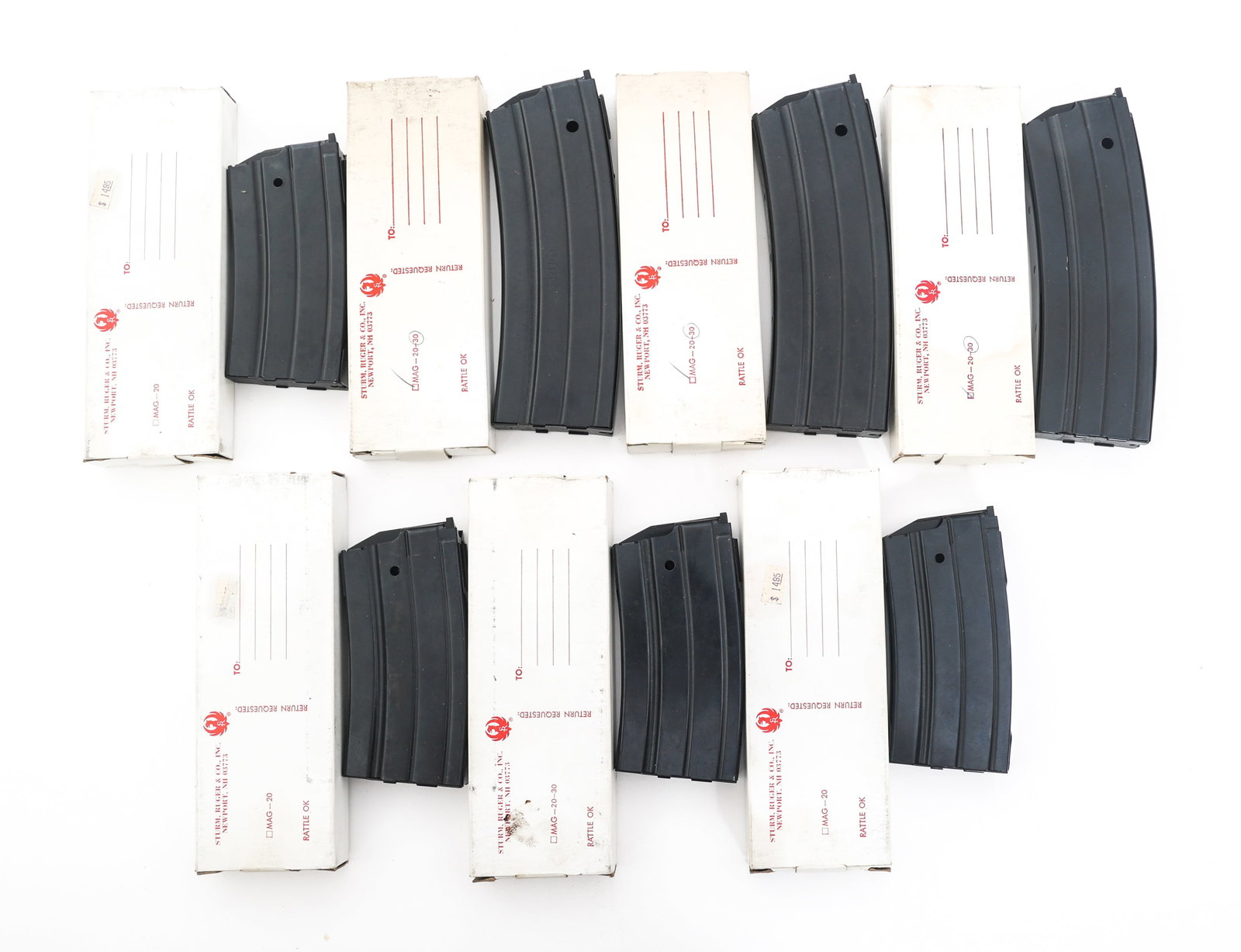 RUGER MINI-14 5.56mm CALIBER MAGAZINES: RUGER MINI-14 5.56mm CALIBER MAGAZINES 7 Ruger Mini-14 magazines. Original Ruger packaging. Size / Gauge: 5.56mm