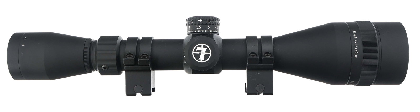 LEUPOLD MK AR 4-12x40mm RIFLE SCOPE: LEUPOLD MK AR 4-12x40mm RIFLE SCOPE Leupold Mk AR 4-12x40mm rifle scope. Duplex crosshair reticle. Scope rings. Size / Gauge: 4-12x40mm