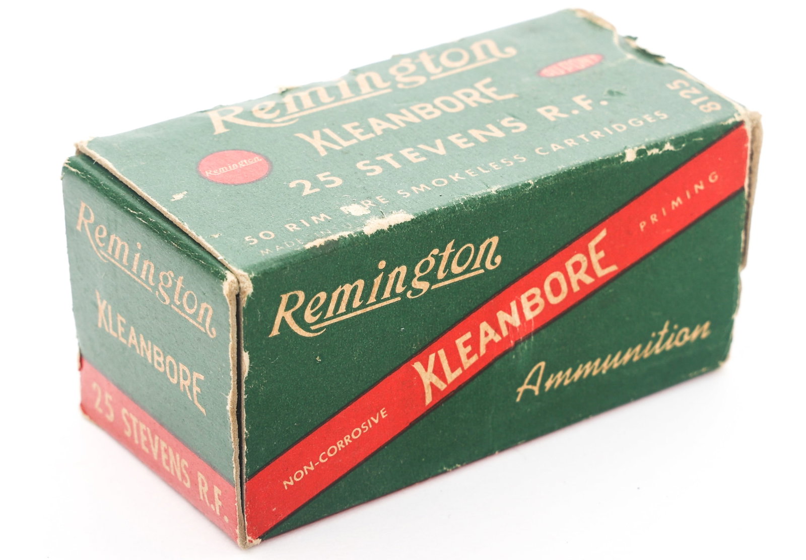 REMINGTON KLEANBORE 25 STEVENS R.F. AMMUNITION: REMINGTON KLEANBORE 25 STEVENS R.F. AMMUNITION Remington Kleanbore 25 Stevens R.F. Box with cartridges. Caliber / Gauge: 25 Stevens RF