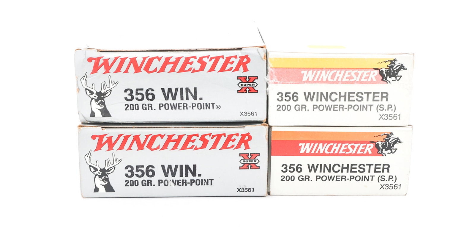 AMMUNITION .356 WINCHESTER - 4 POUNDS TGW: AMMUNITION .356 WINCHESTER - 4 POUNDS TGW 4 pounds total gross weight of .356 Winchester ammunition. Weight includes packaging. Boxes may be open or partial. Caliber / Gauge: 356